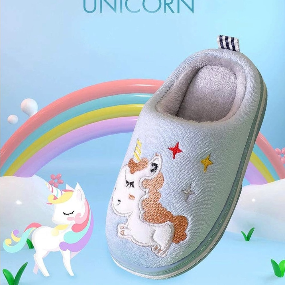 Rojeam Kid’s Cute Unicorn Slippers For Indoor Outdoor Winter Warm House Bedroom